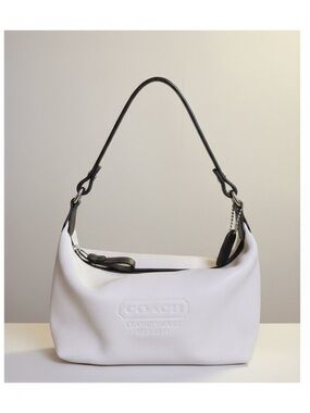 Coach Leather Cosmetic Case White Mini Pouch Makeup Bag Zip Top